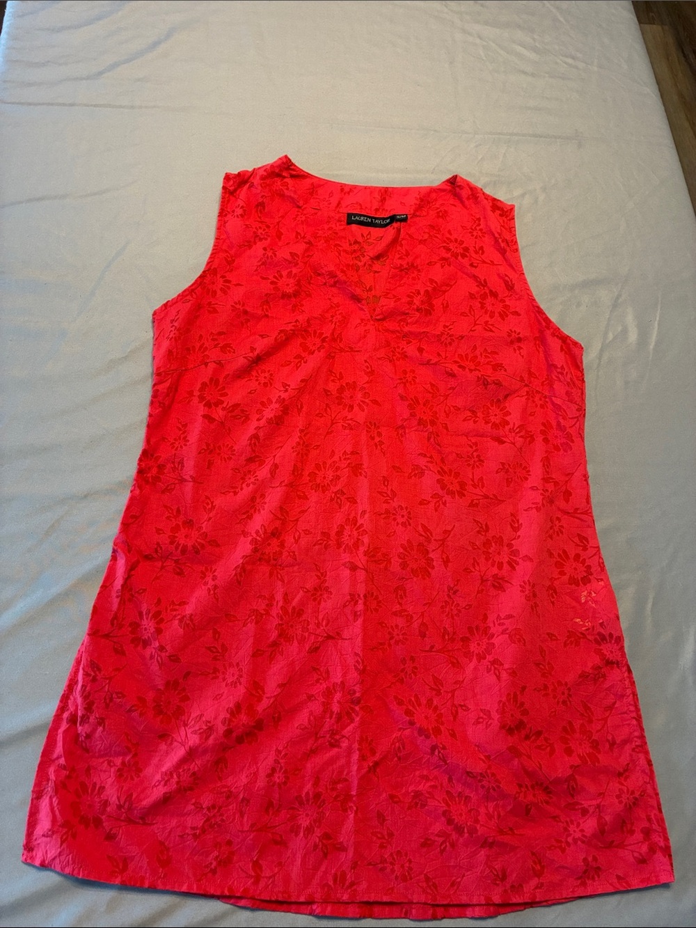 Lauren Taylor Sleeveless Floral Jacquard Shell - Bright Red